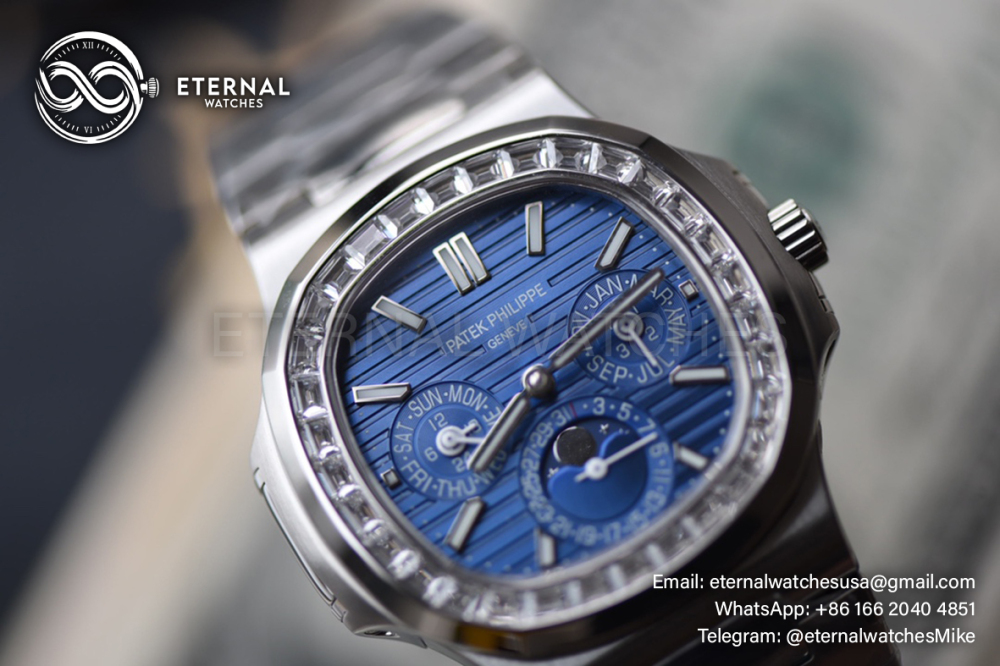 PATEK PHILIPPE - Nautilus 40mm 5740 SS/SS Blue/Stk diamonds GRF A240