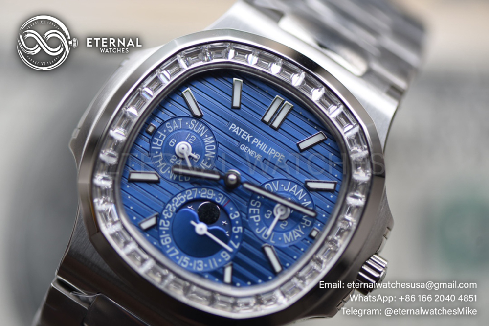 PATEK PHILIPPE - Nautilus 40mm 5740 SS/SS Blue/Stk diamonds GRF A240