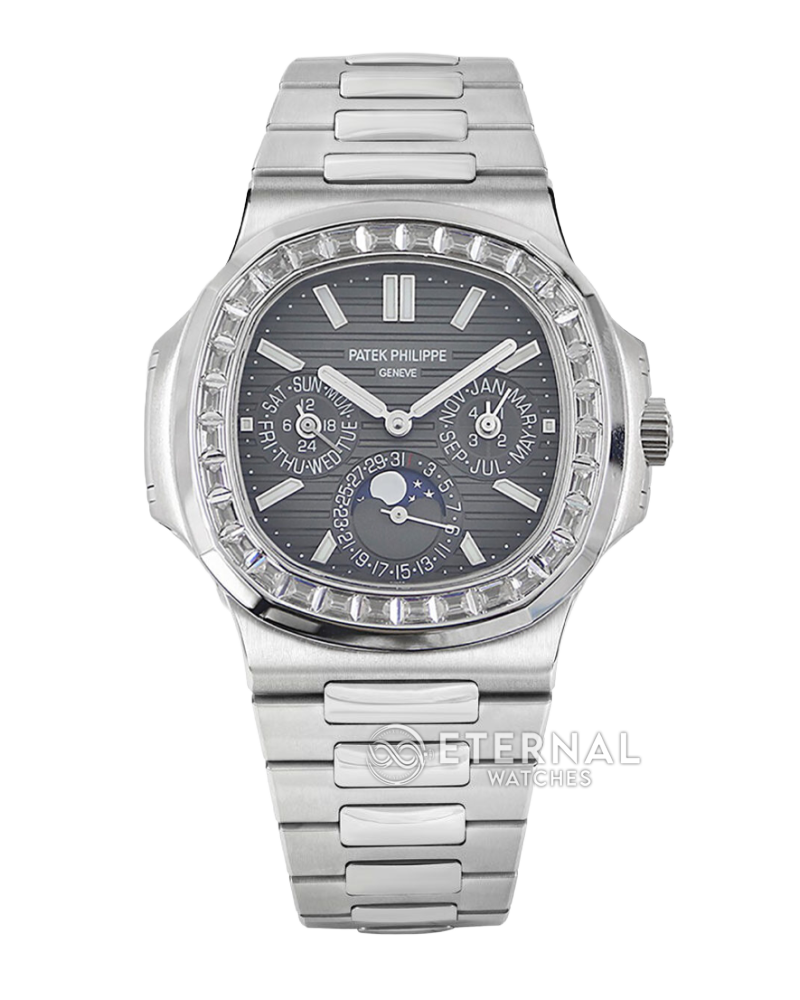 PATEK PHILIPPE - Nautilus 40mm 5740 SS/SS Grey/Stk diamonds GRF A240