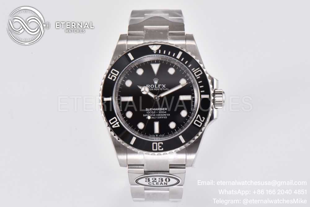 ROLEX - SUPER CLONE Submariner 124060LN 41mm No Date SS/SS Black Dial Clean SH3230