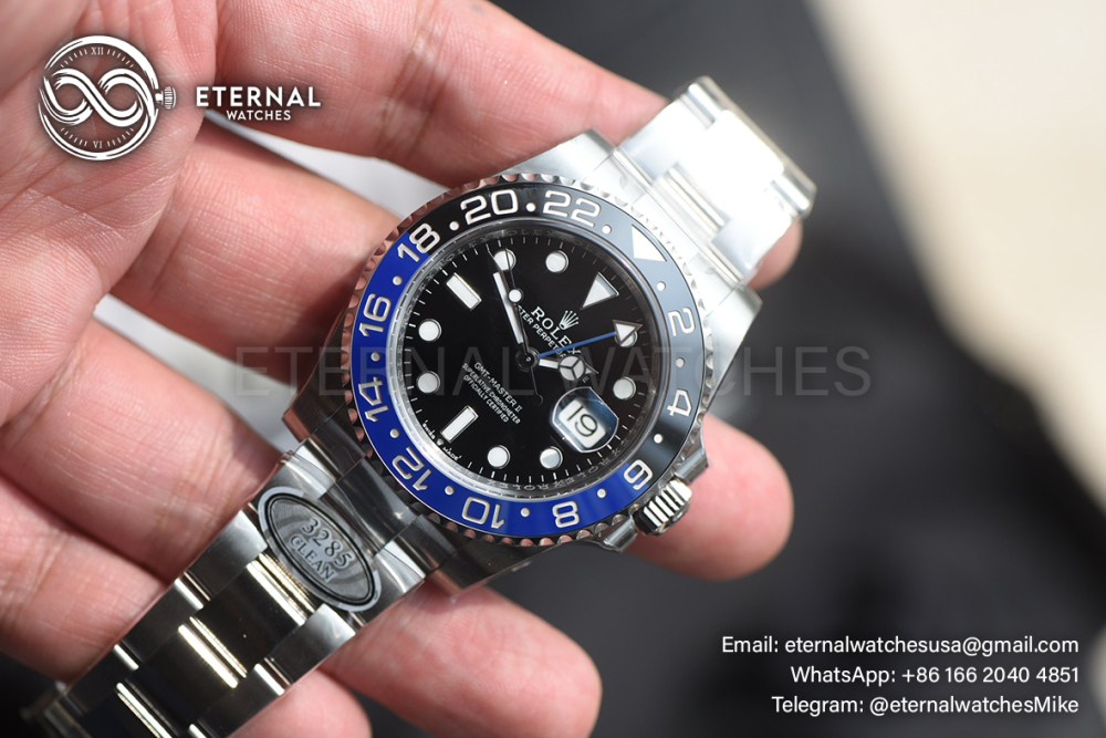 ROLEX - SUPER CLONE GMT Master II 126710 Batman 40mm Oyster SS/SS Black Dial Clean DD3285