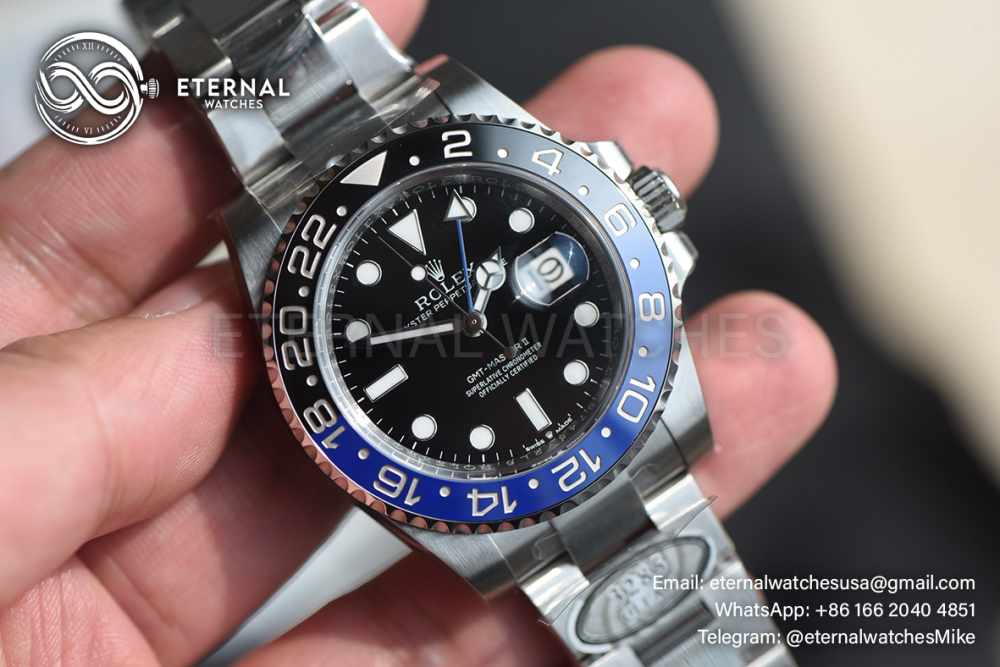 ROLEX - SUPER CLONE GMT Master II 126710 Batman 40mm Oyster SS/SS Black Dial Clean DD3285
