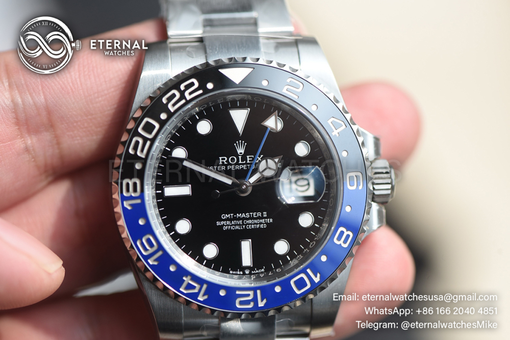 ROLEX - SUPER CLONE GMT Master II 126710 Batman 40mm Oyster SS/SS Black Dial Clean DD3285