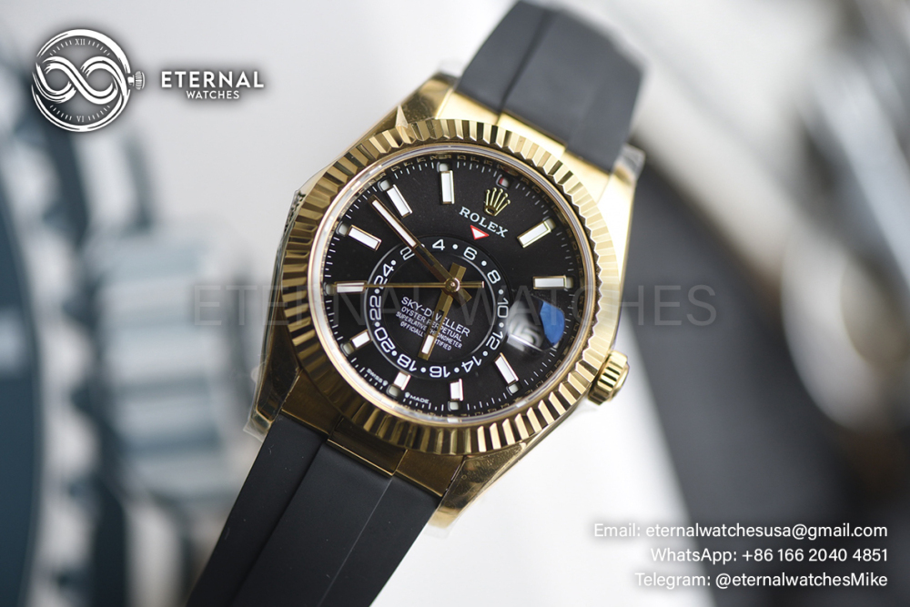 ROLEX - SkyDweller 336238 42mm YG/RU Black Dial ZF A2824 (Weight Adjusted)