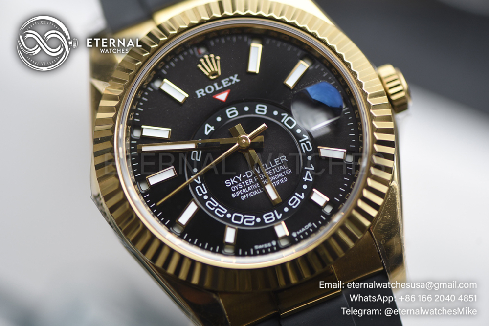 ROLEX - SkyDweller 336238 42mm YG/RU Black Dial ZF A2824 (Weight Adjusted)