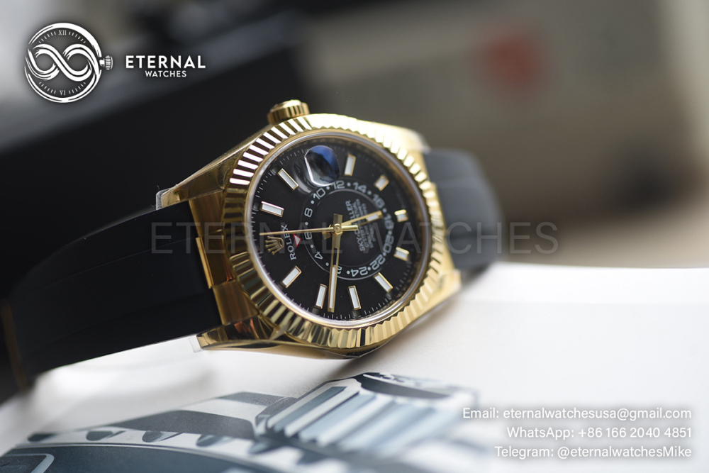 ROLEX - SkyDweller 336238 42mm YG/RU Black Dial ZF A2824 (Weight Adjusted)