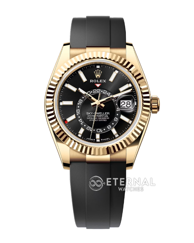 ROLEX - SkyDweller 336238 42mm YG/RU Black Dial ZF A2824 (Weight Adjusted)