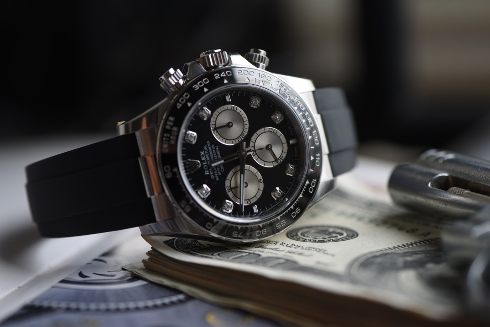 ROLEX - SUPER CLONE Daytona 126519 40mm SS/RU Black/Diamond VSF V2 DD4131 (Weight Adjusted)