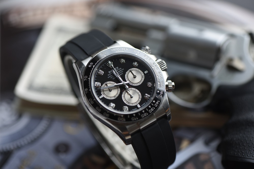 ROLEX - SUPER CLONE Daytona 126519 40mm SS/RU Black/Diamond VSF V2 DD4131 (Weight Adjusted)