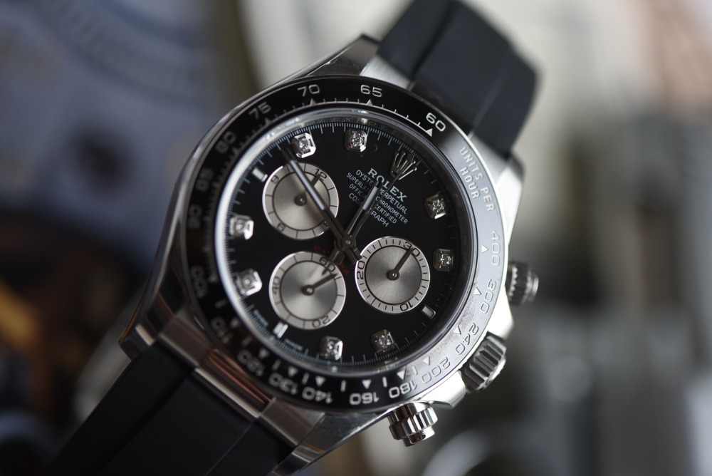 ROLEX - SUPER CLONE Daytona 126519 40mm SS/RU Black/Diamond VSF V2 DD4131 (Weight Adjusted)
