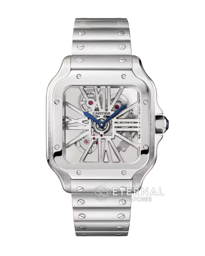 CARTIER - SUPER CLONE Santos De Cartier 40mm Grey Bezel SS/SS Skeleton Dial RICHF 9611MC