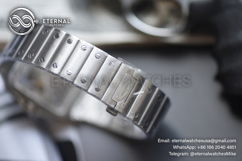 CARTIER - SUPER CLONE Santos De Cartier 40mm Grey Bezel SS/SS Skeleton Dial RICHF 9611MC