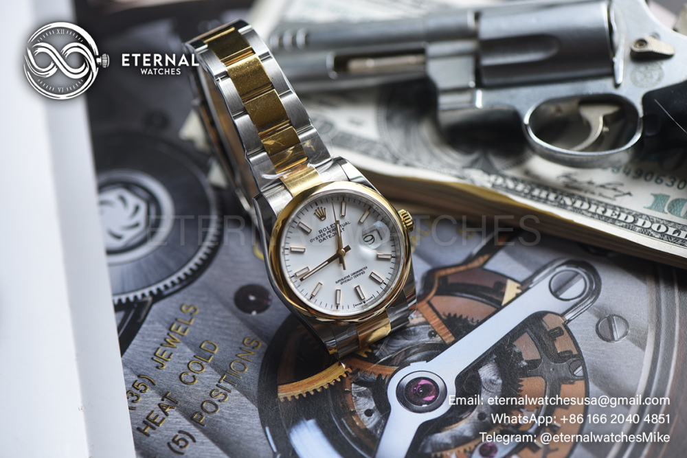 ROLEX - SUPER CLONE DateJust 126334 41mm Two Tone YG White/Stk Oyster V2 VSF 3235