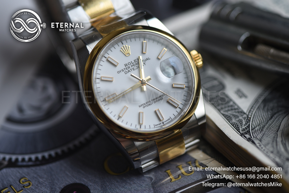 ROLEX - SUPER CLONE DateJust 126334 41mm Two Tone YG White/Stk Oyster V2 VSF 3235