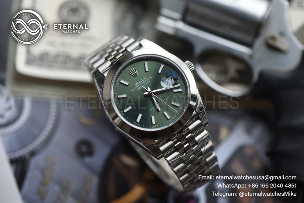 ROLEX - SUPER CLONE DateJust 126334 41mm SS/STK Green Dial Smooth V2 VSF 3235
