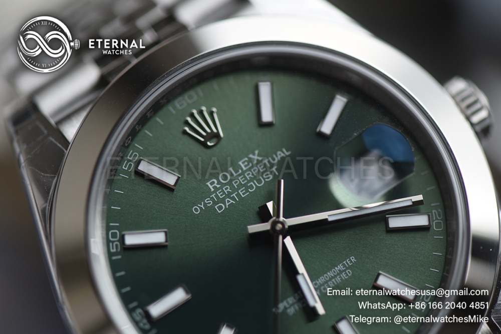 ROLEX - SUPER CLONE DateJust 126334 41mm SS/STK Green Dial Smooth V2 VSF 3235