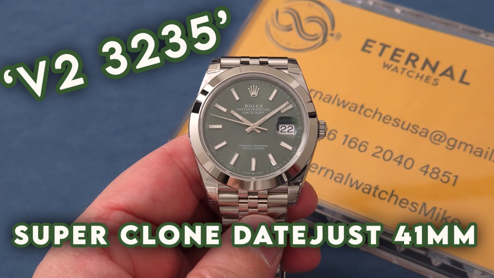 ROLEX - SUPER CLONE DateJust 126334 41mm SS/STK Green Dial Smooth V2 VSF 3235
