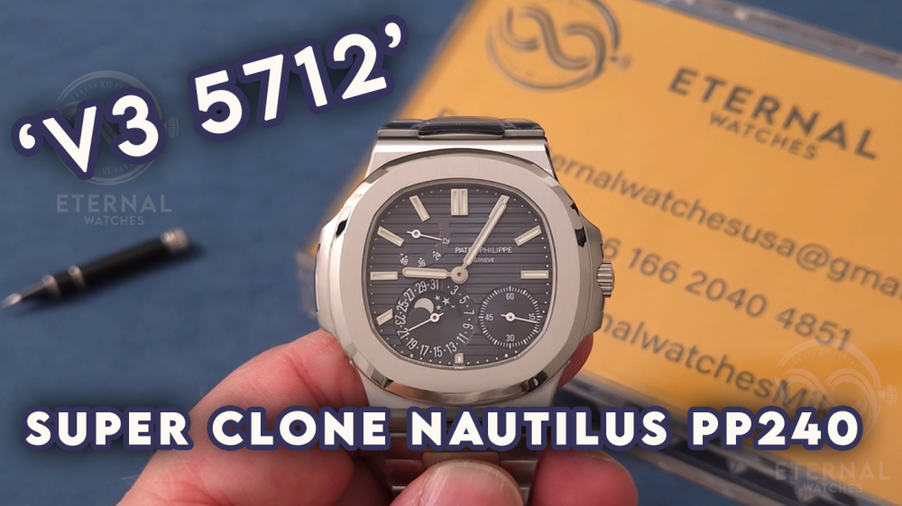 PATEK PHILIPPE - SUPER CLONE Nautilus 40mm 5712 SS/SS Blue/Stk PPF V3 A240