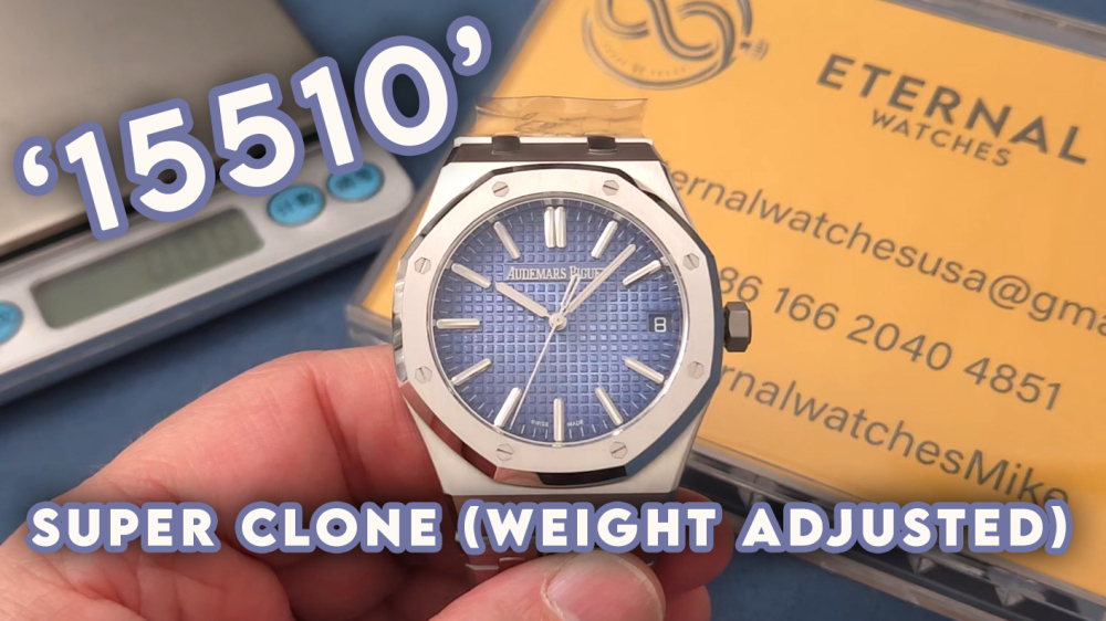 AUDEMARS PIGUET - SUPER CLONE Royal Oak 15510 41mm SS/SS Ice Blue/Stk ZF SH4302 (Weight Adjusted)