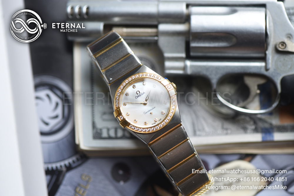OMEGA - SUPER CLONE Constellation 28mm Diamond SS/RG MOP/Dia SSSF Swiss Qtz