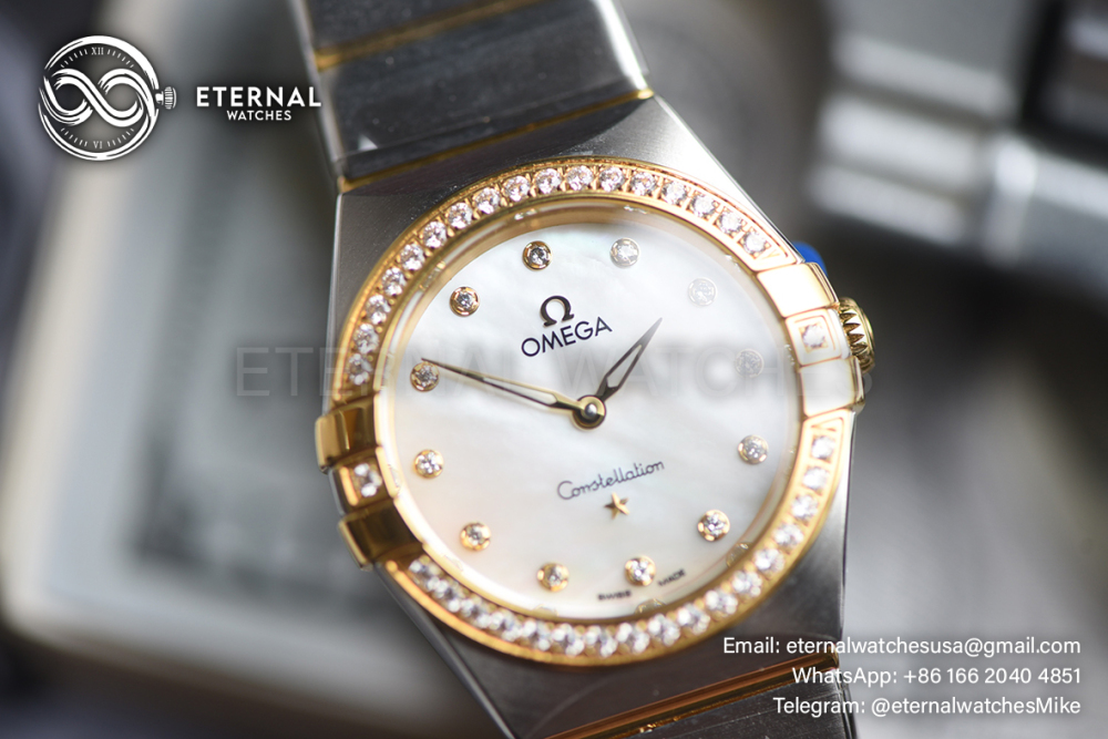 OMEGA - SUPER CLONE Constellation 28mm Diamond SS/RG MOP/Dia SSSF Swiss Qtz