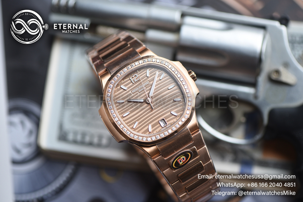 PATEK PHILIPPE - SUPER CLONE Nautilus 7118 35mm RG/RG Dia Gold Dial DDF DD330