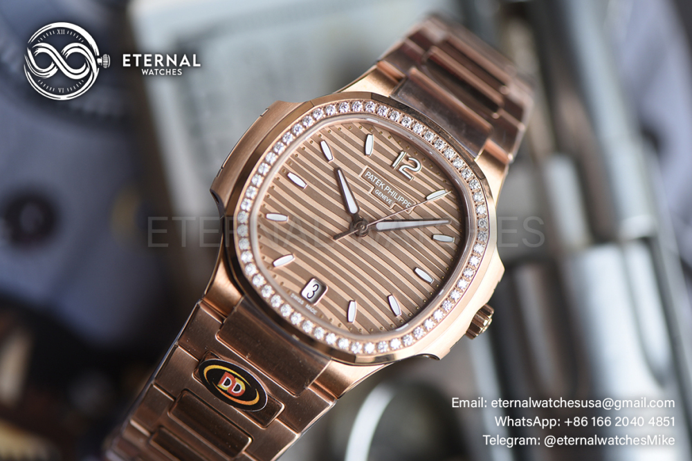 PATEK PHILIPPE - SUPER CLONE Nautilus 7118 35mm RG/RG Dia Gold Dial DDF DD330