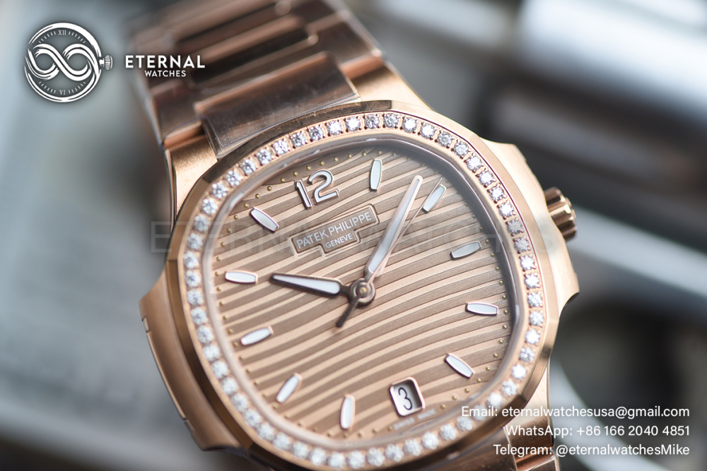 PATEK PHILIPPE - SUPER CLONE Nautilus 7118 35mm RG/RG Dia Gold Dial DDF DD330