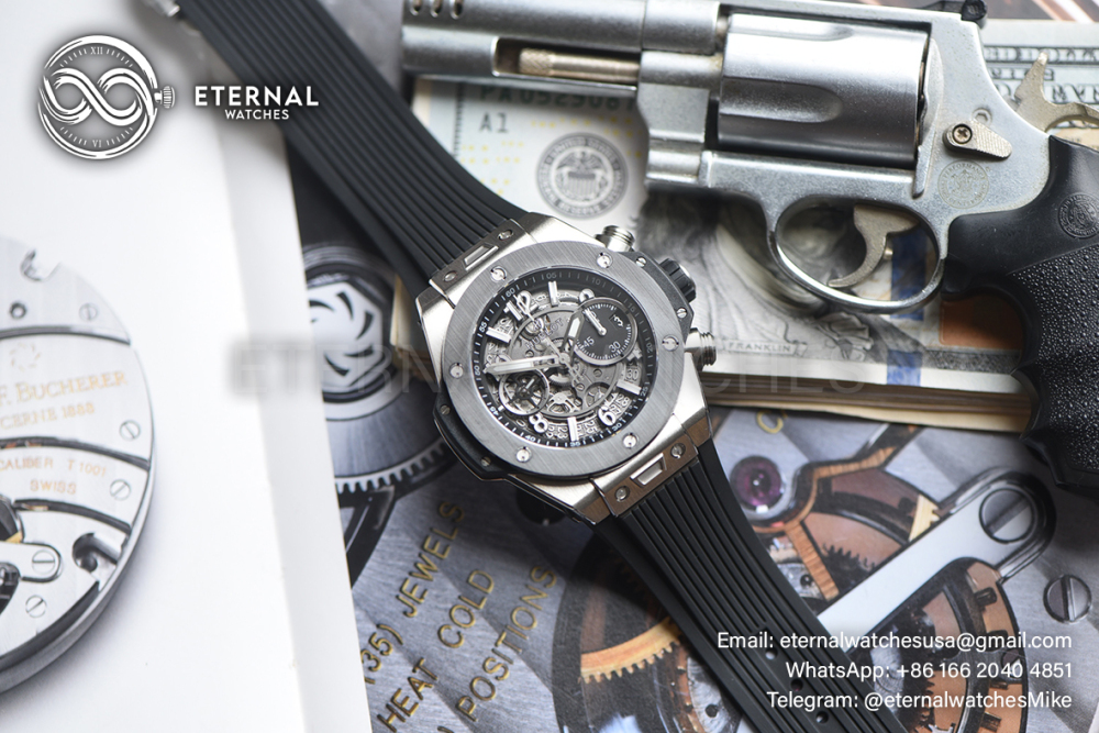 HUBLOT - SUPER CLONE Big Bang Unico 42mm TI/RU Skeleton Black Dial BBF HUB1280