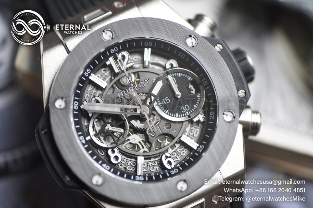 HUBLOT - SUPER CLONE Big Bang Unico 42mm TI/RU Skeleton Black Dial BBF HUB1280