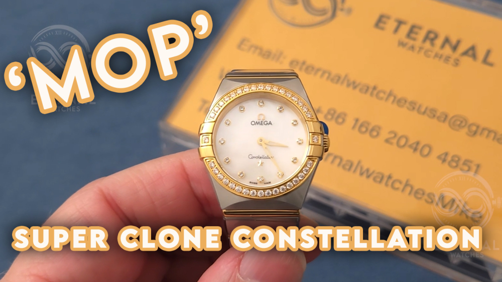 OMEGA - SUPER CLONE Constellation 28mm Diamond SS/RG MOP/Dia SSSF Swiss Qtz