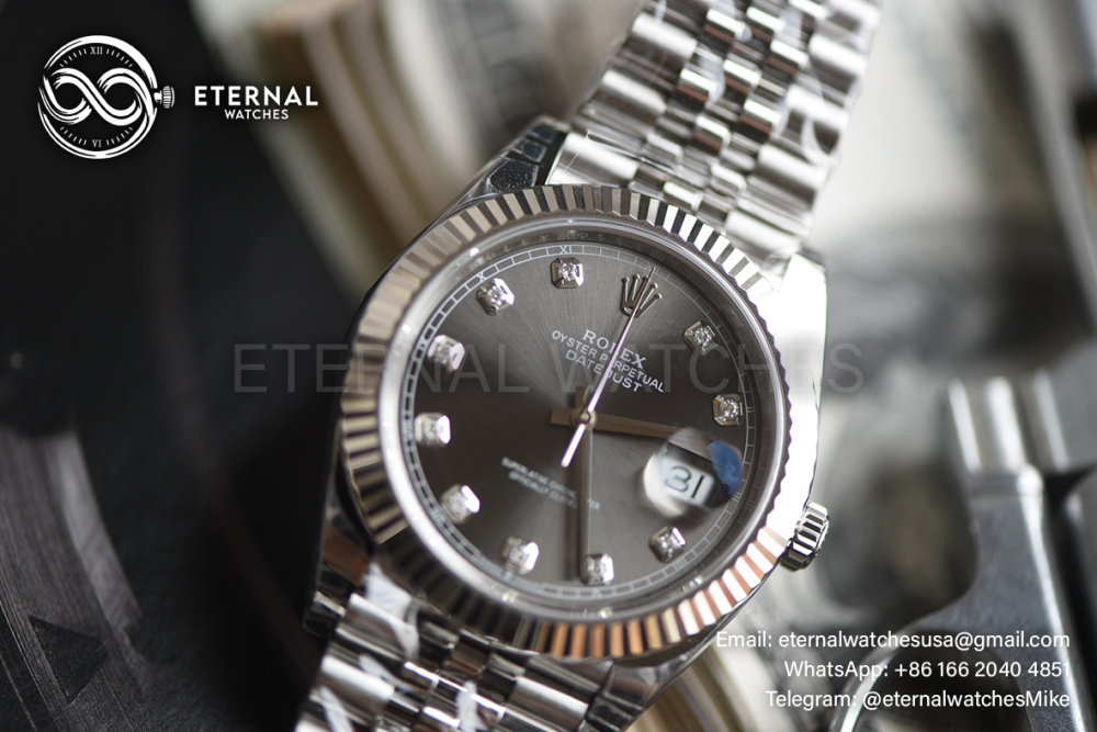 ROLEX - SUPER CLONE DateJust 126334 41mm SS/SS Grey/Diamond V2 VSF 3235