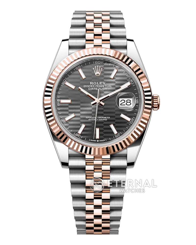 ROLEX - SUPER CLONE DateJust 126331 41mm RG Two Tone/STK Grey Textured V2 VSF 3235