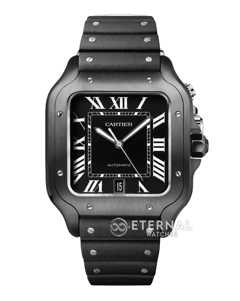 CARTIER - SUPER CLONE Santos De Cartier Mens XL 40mm PVD/RU Black Dial BVF A9015