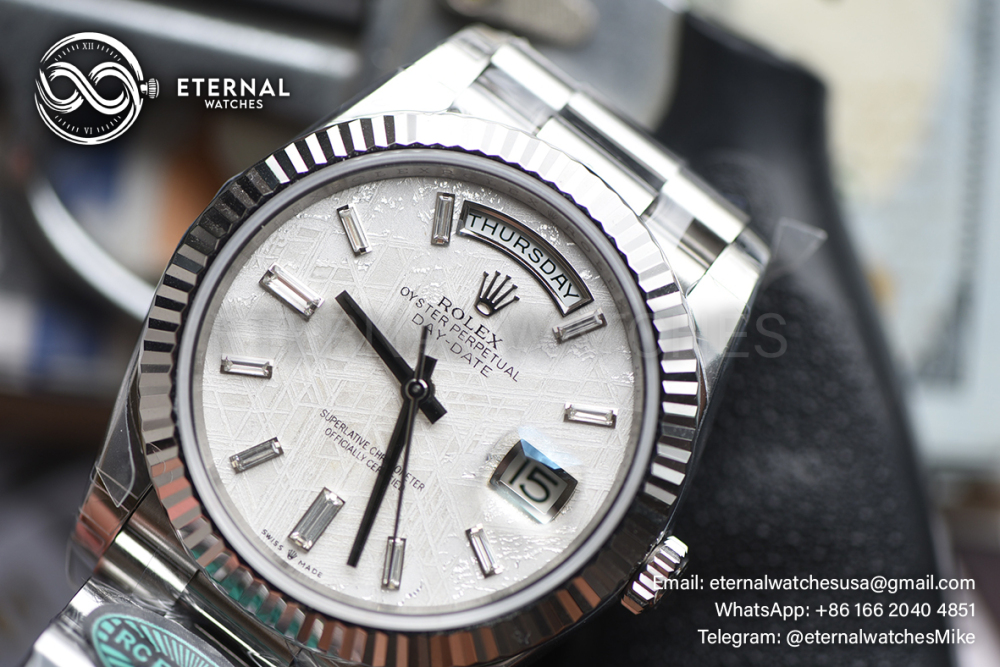 ROLEX - SUPER CLONE DayDate 228236 40mm SS/SS Meteorite/Diamond RCF V2 DD3255 (Weight Adjusted)