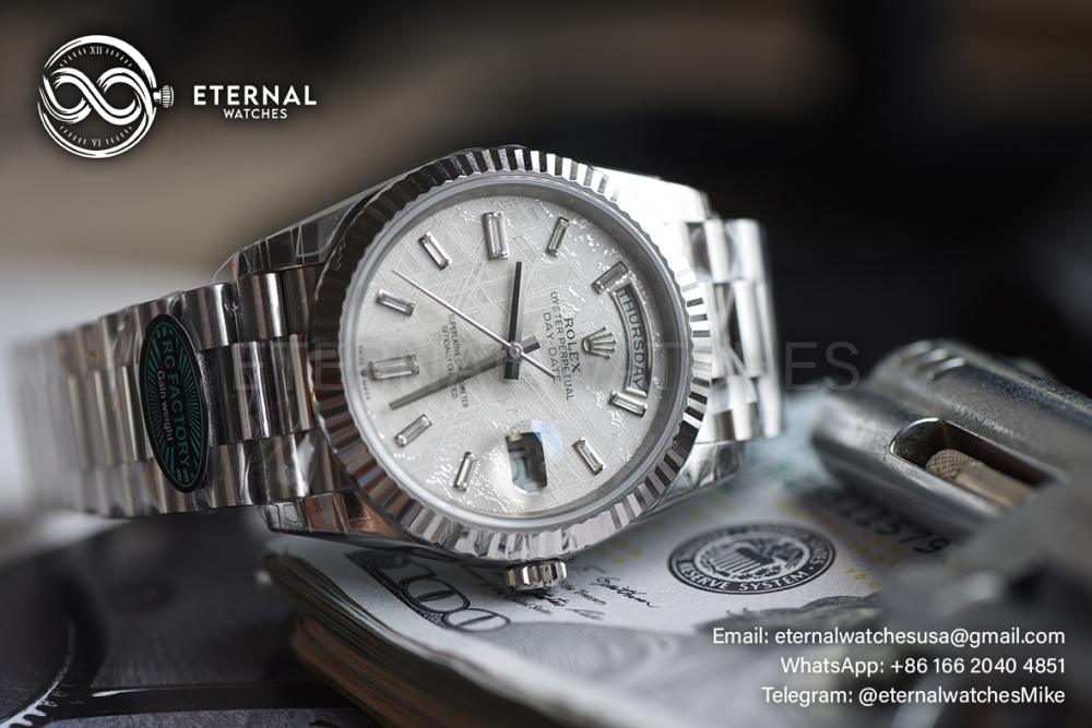 ROLEX - SUPER CLONE DayDate 228236 40mm SS/SS Meteorite/Diamond RCF V2 DD3255 (Weight Adjusted)