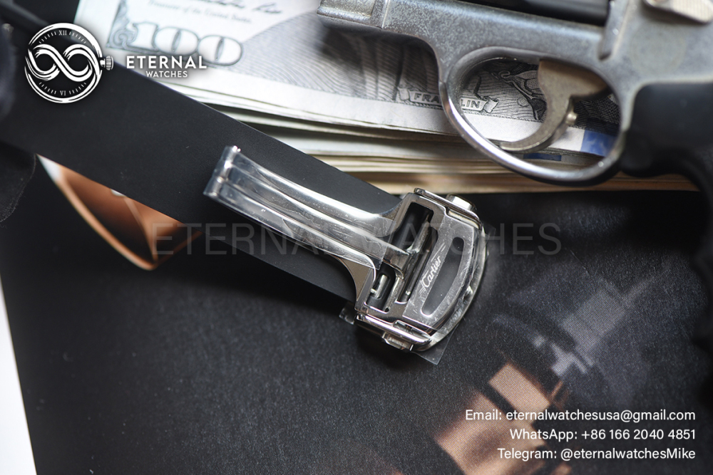 CARTIER - SUPER CLONE Santos De Cartier Mens XL 40mm PVD/RU Black Dial BVF A9015