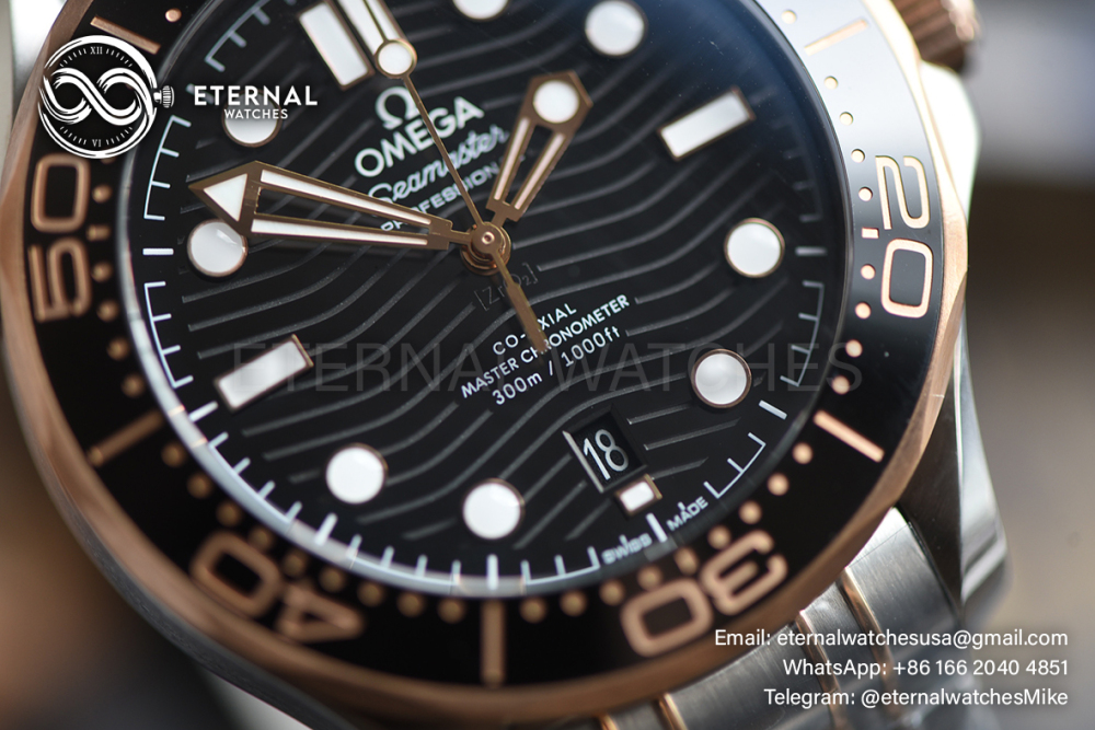 OMEGA - SUPER CLONE Seamaster Diver 300m RG/SS Black V4 VSF VS8800