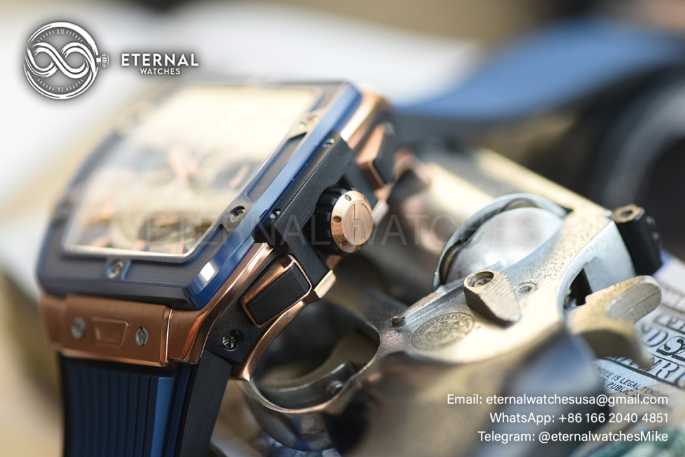 HUBLOT - Spirit of Big Bang King Gold Blue Ceramic 42mm TI/RU Skeleton Dial BBF A7750