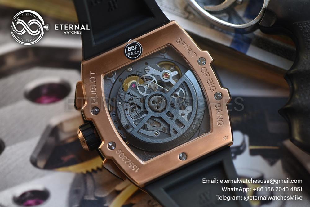 HUBLOT - Spirit of Big Bang King Gold Blue Ceramic 42mm TI/RU Skeleton Dial BBF A7750