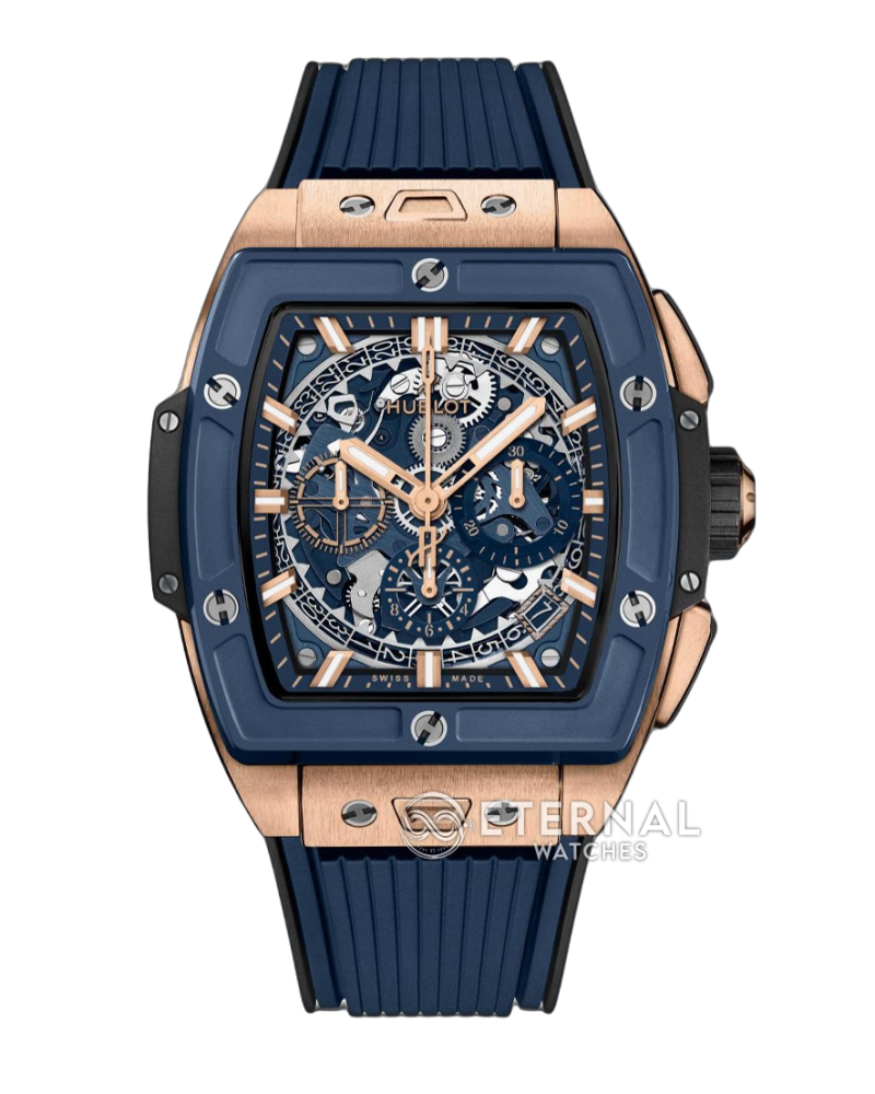 HUBLOT - Spirit of Big Bang King Gold Blue Ceramic 42mm TI/RU Skeleton Dial BBF A7750