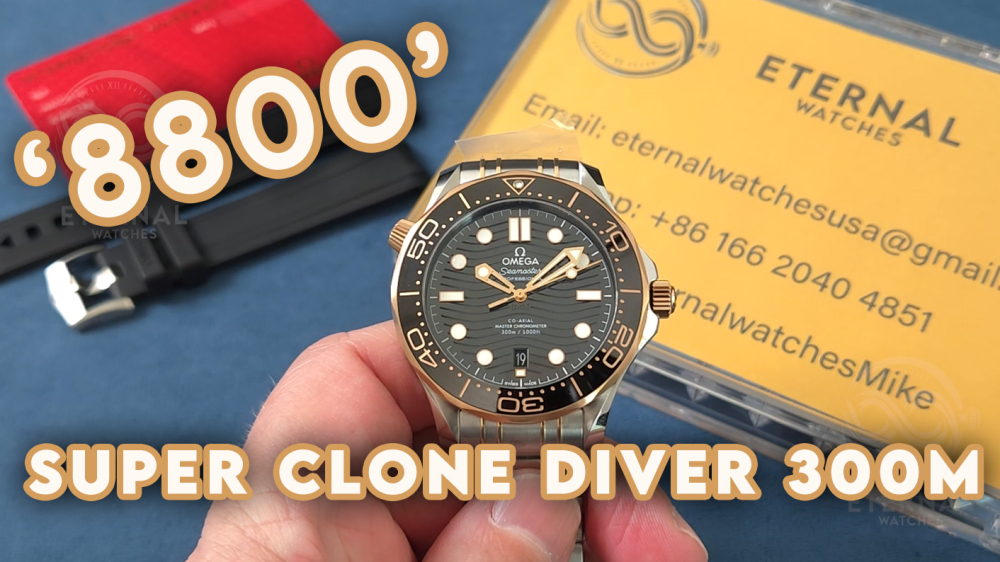 OMEGA - SUPER CLONE Seamaster Diver 300m RG/SS Black V4 VSF VS8800