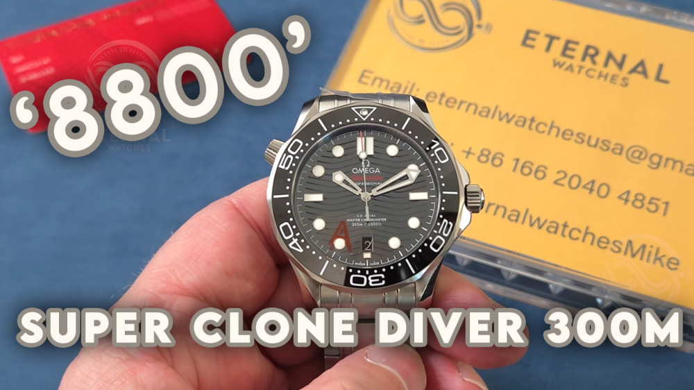 OMEGA - SUPER CLONE Seamaster Diver 300m 42mm SS/SS Black Texture Dial V4 VSF 8800