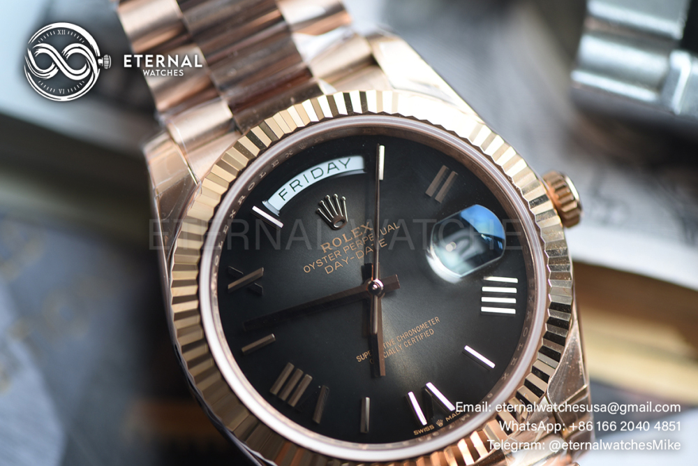 ROLEX - SUPER CLONE DayDate 228235 40mm Rose Gold Black Ombre RCF V2 (Weight Adjusted)