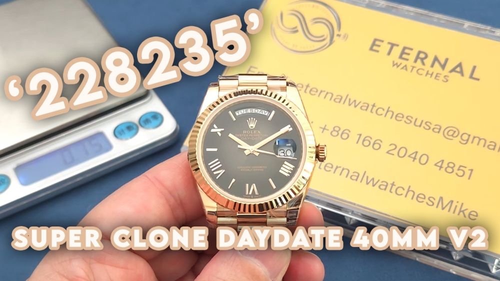 ROLEX - SUPER CLONE DayDate 228235 40mm Rose Gold Black Ombre RCF V2 (Weight Adjusted)