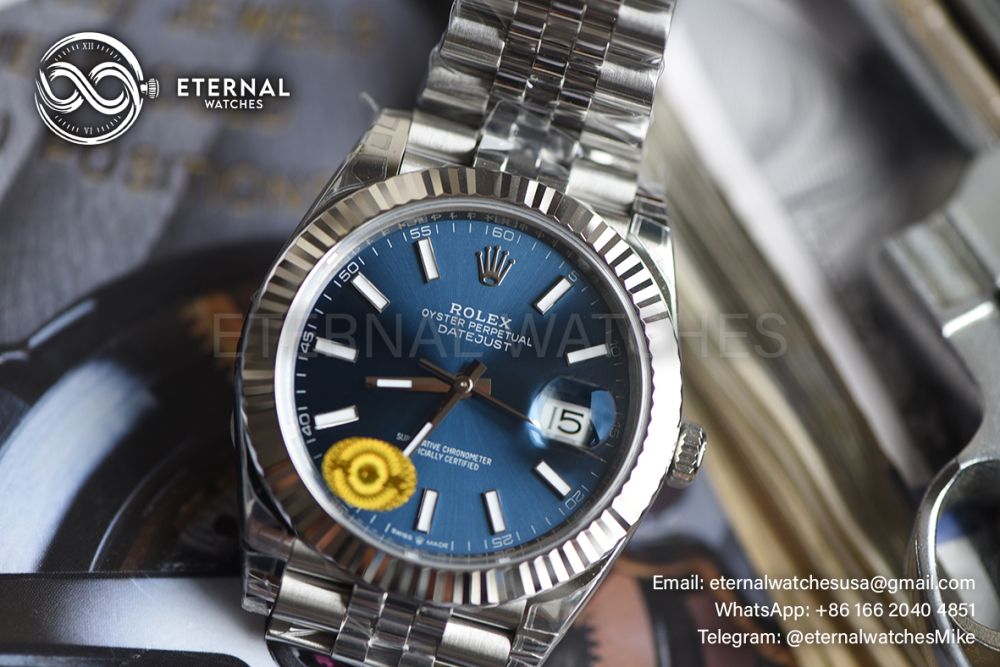 ROLEX - SUPER CLONE DateJust 126334 41mm SS/STK Blue Dial Fluted V3 VSF 3235 (Free Sprung)