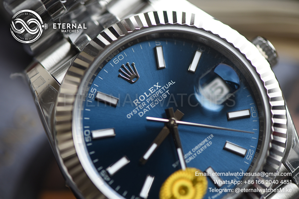 ROLEX - SUPER CLONE DateJust 126334 41mm SS/STK Blue Dial Fluted V3 VSF 3235 (Free Sprung)