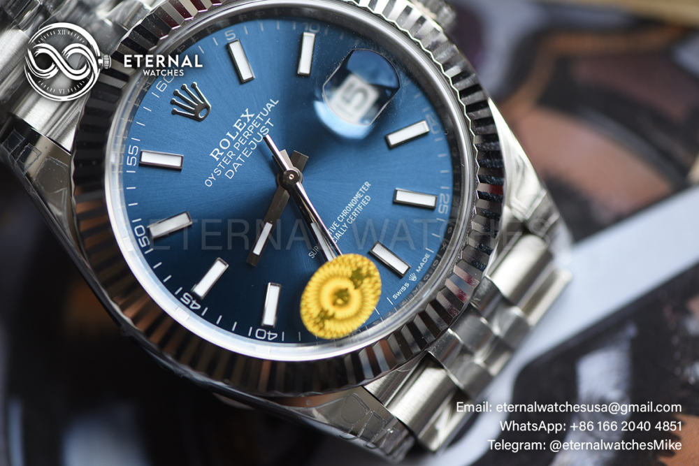 ROLEX - SUPER CLONE DateJust 126334 41mm SS/STK Blue Dial Fluted V3 VSF 3235 (Free Sprung)