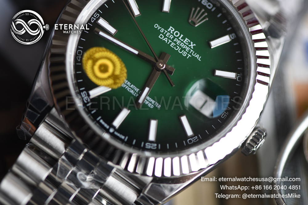 ROLEX - SUPER CLONE DateJust 126334 41mm SS/STK Green Ombre Fluted V3 VSF 3235 (Free Sprung)