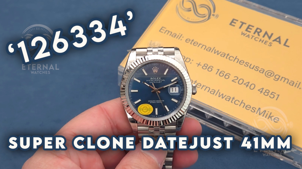 ROLEX - SUPER CLONE DateJust 126334 41mm SS/STK Blue Dial Fluted V3 VSF 3235 (Free Sprung)